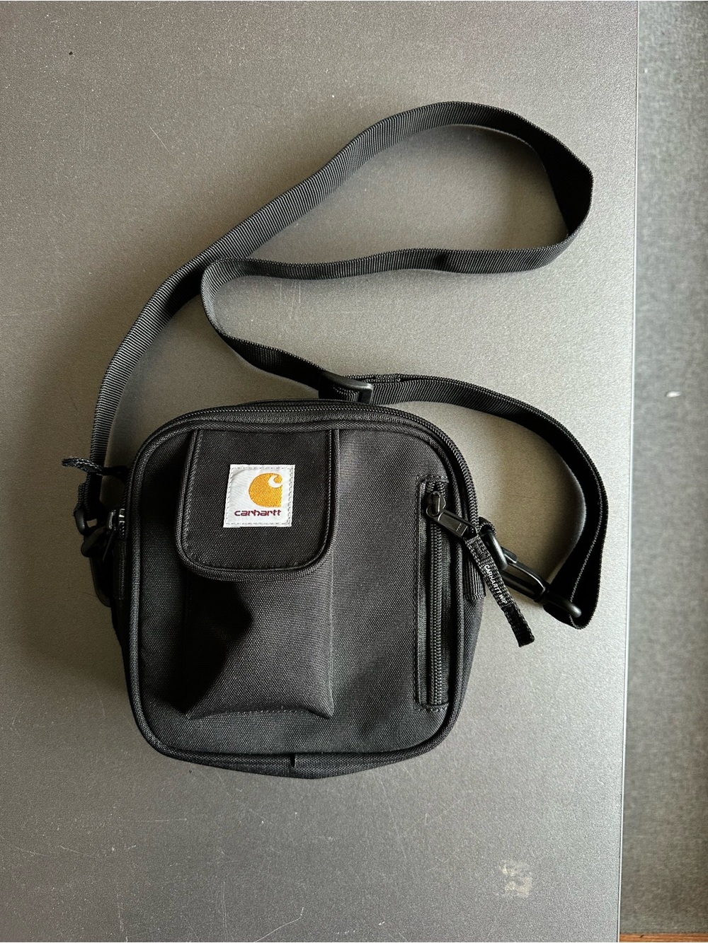 Carhartt Black Compact Crossbody Utility Bag with Logo Patch